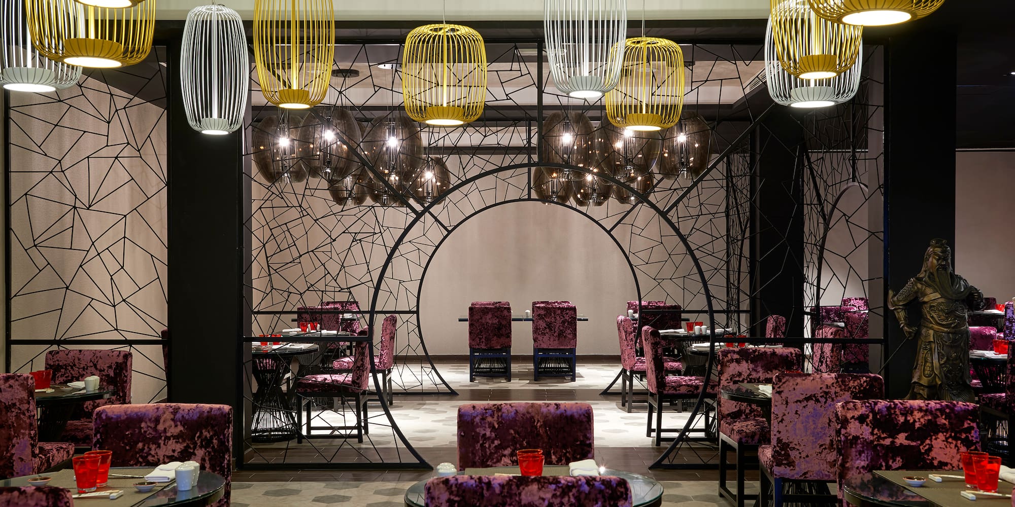 a room with tables and chairs