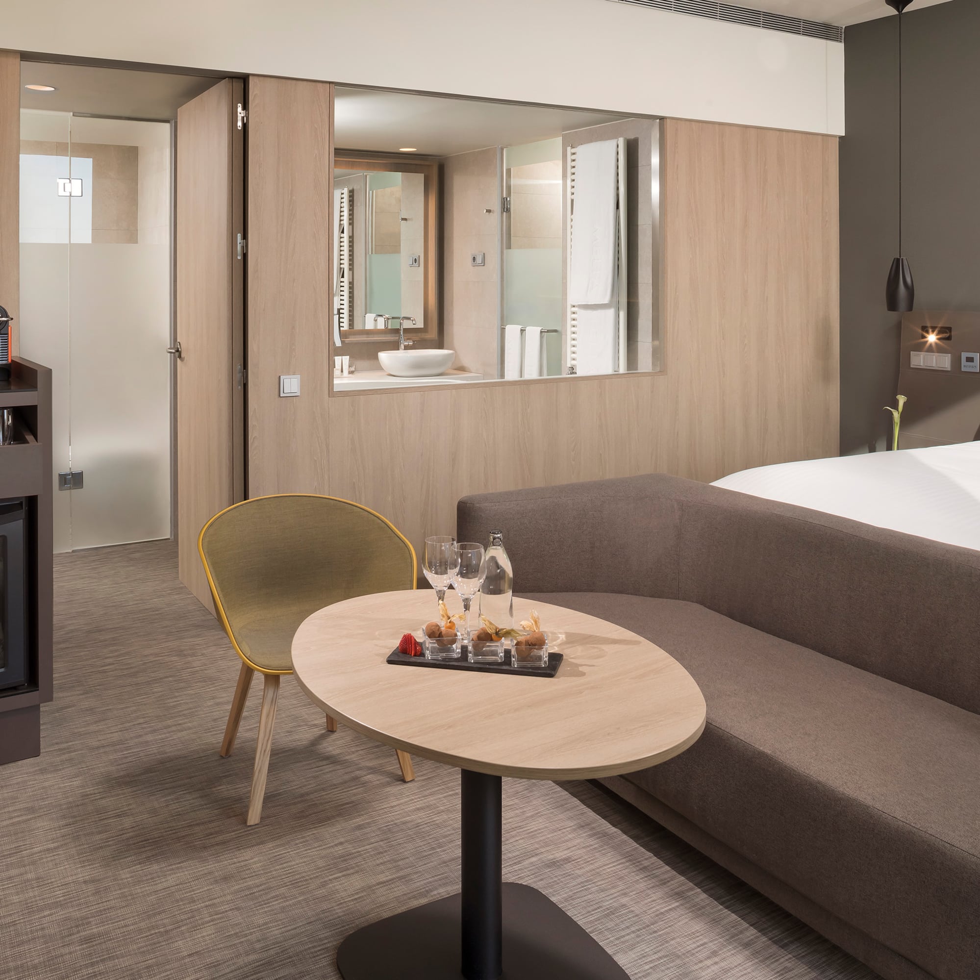 a room with a bed and a couch