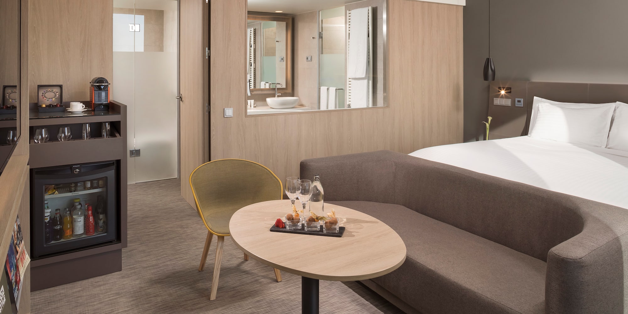 a room with a bed and a couch