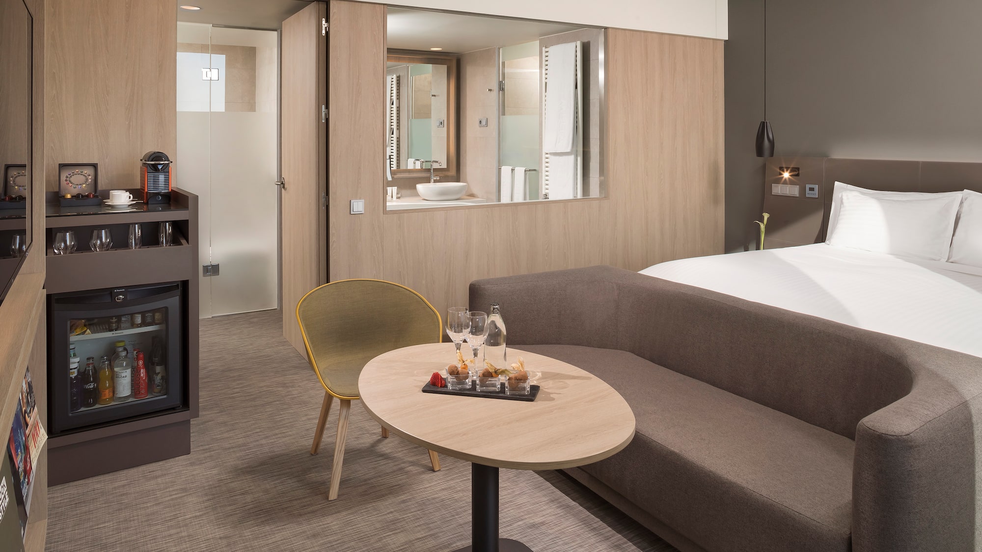 a room with a bed and a couch