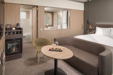 a room with a bed and a couch