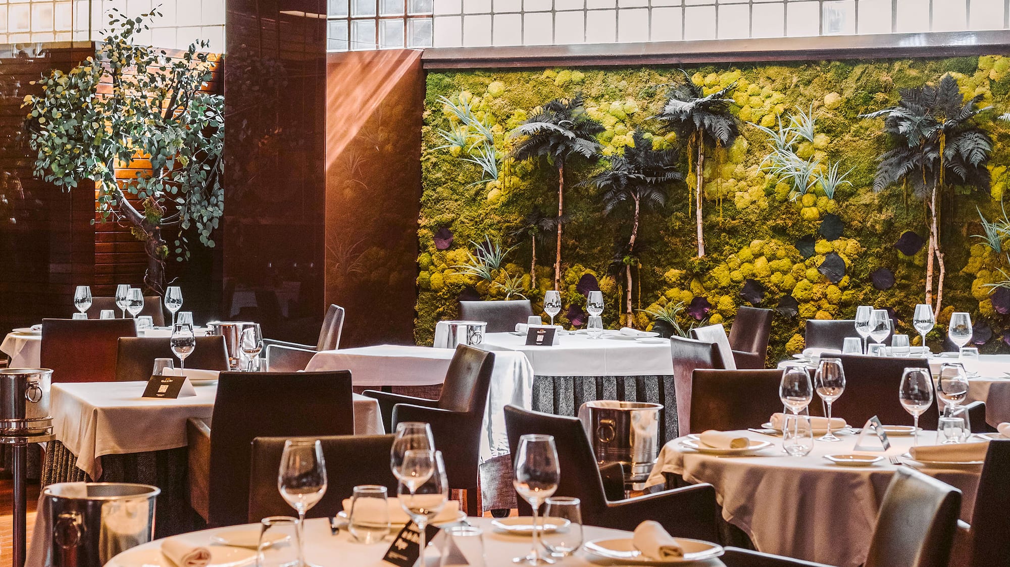 a room with tables and chairs