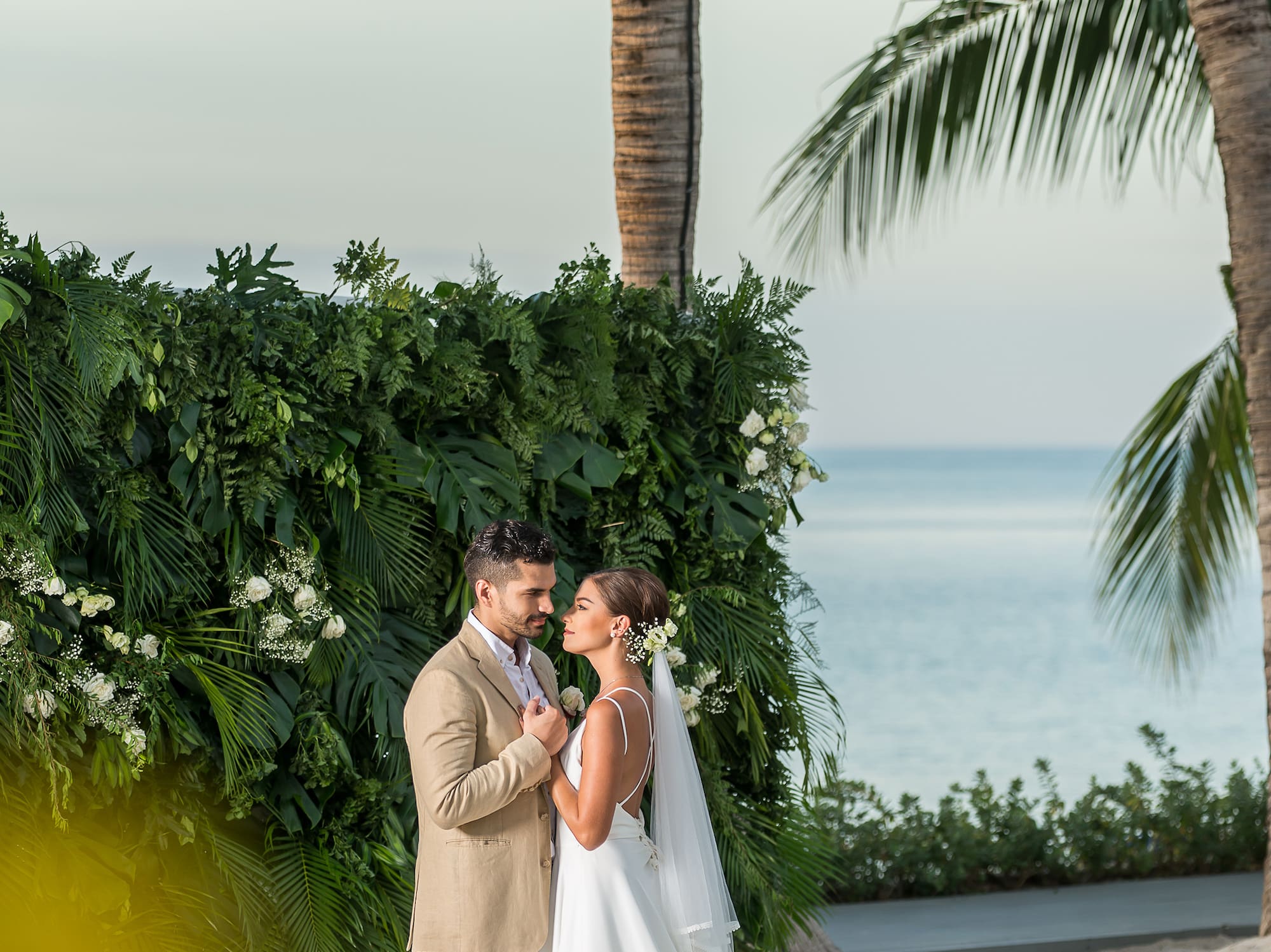 a man and woman in a wedding dress