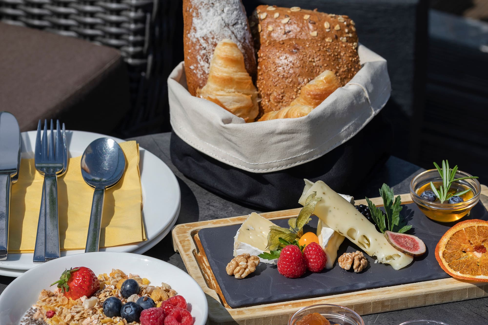 a table with food on it
