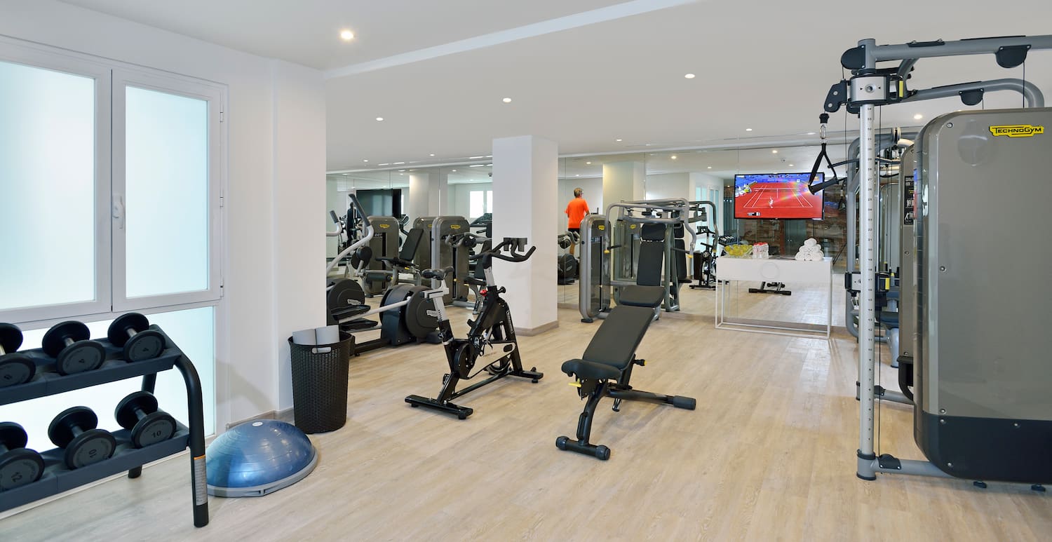 a gym with exercise equipment