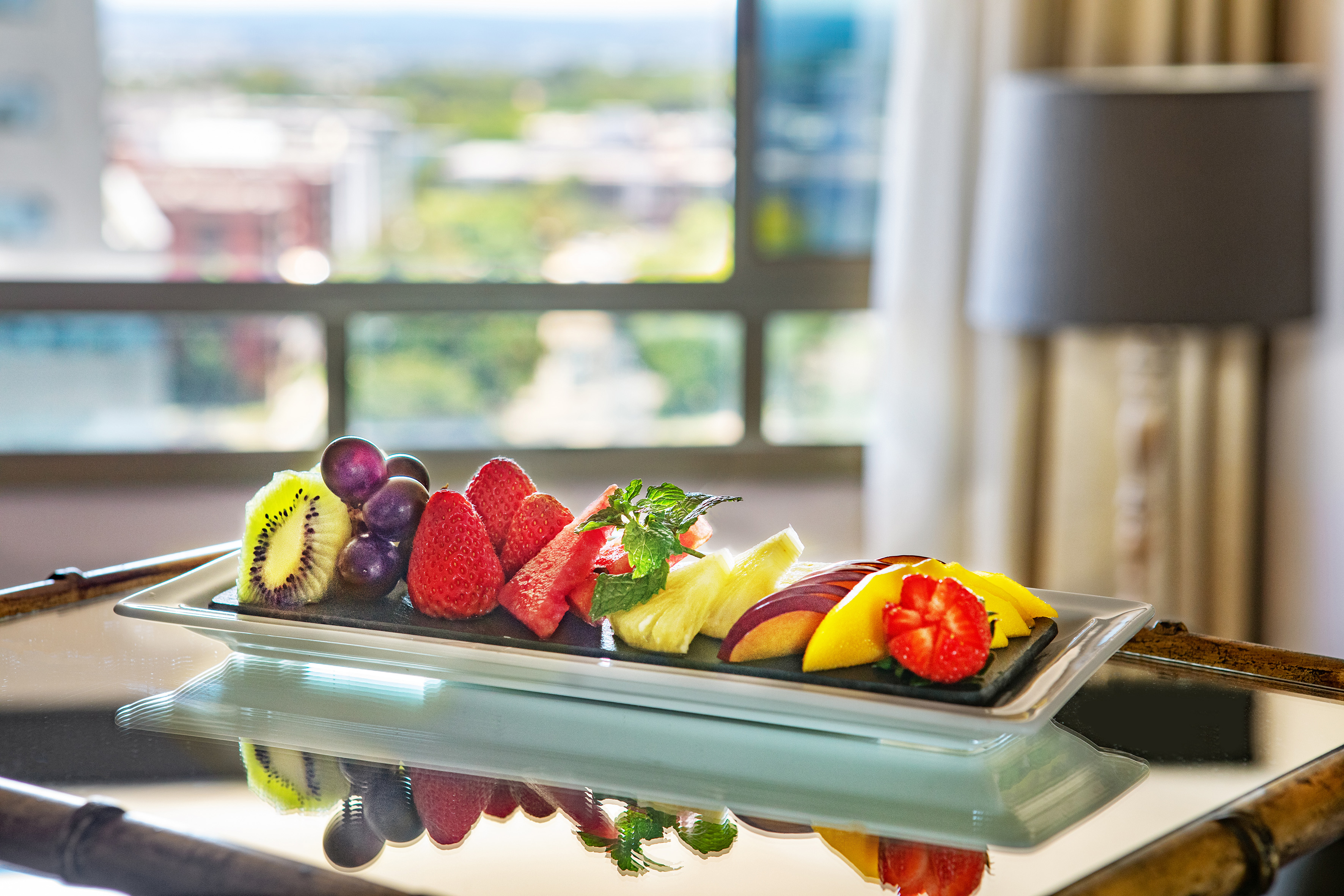 a plate of fruit on a table