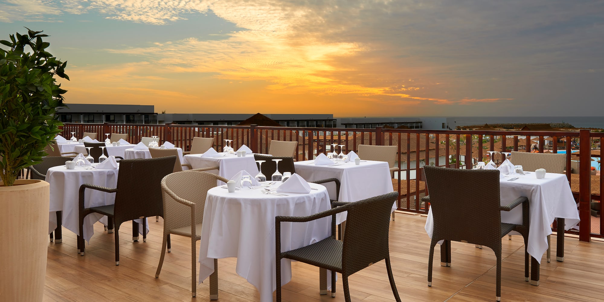 a table set up on a deck