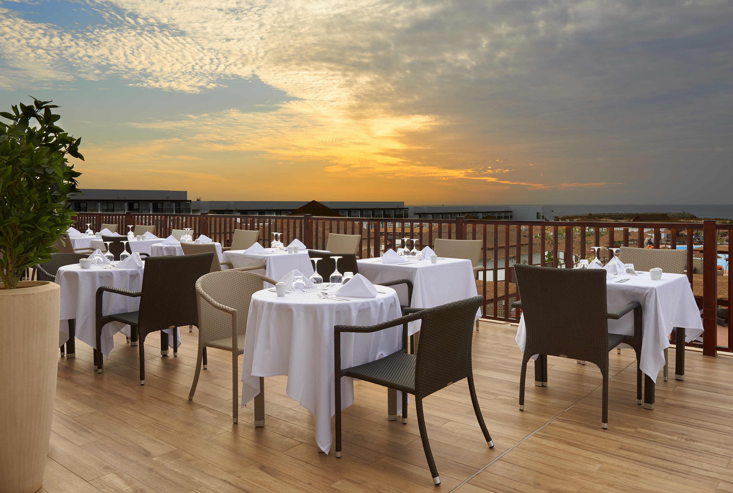 a table set up on a deck