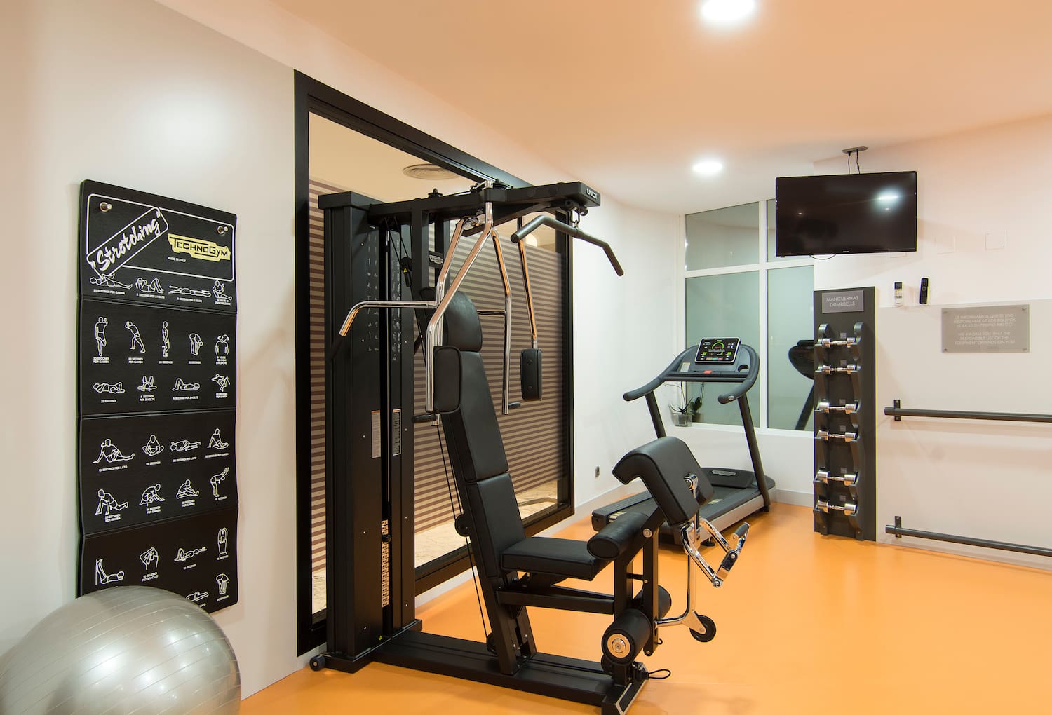 a gym with exercise equipment