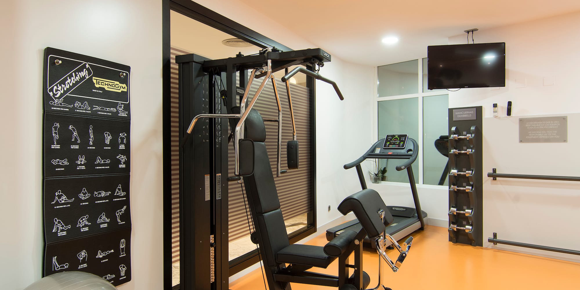 a gym with exercise equipment