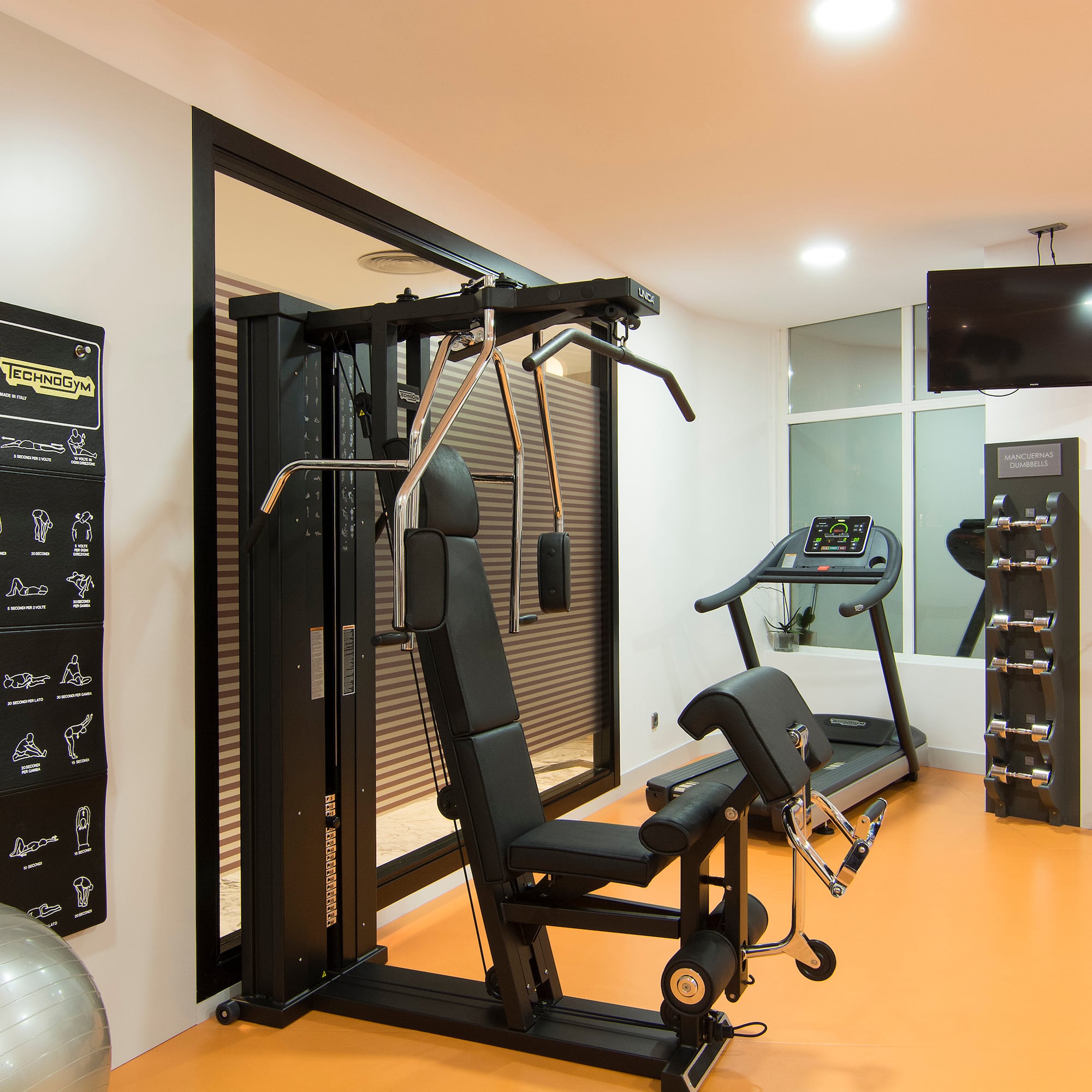 a gym with exercise equipment
