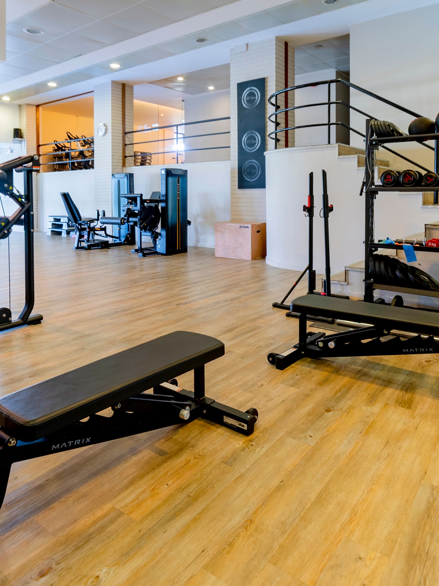 a gym with exercise equipment