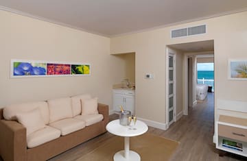 a living room with a couch and a table