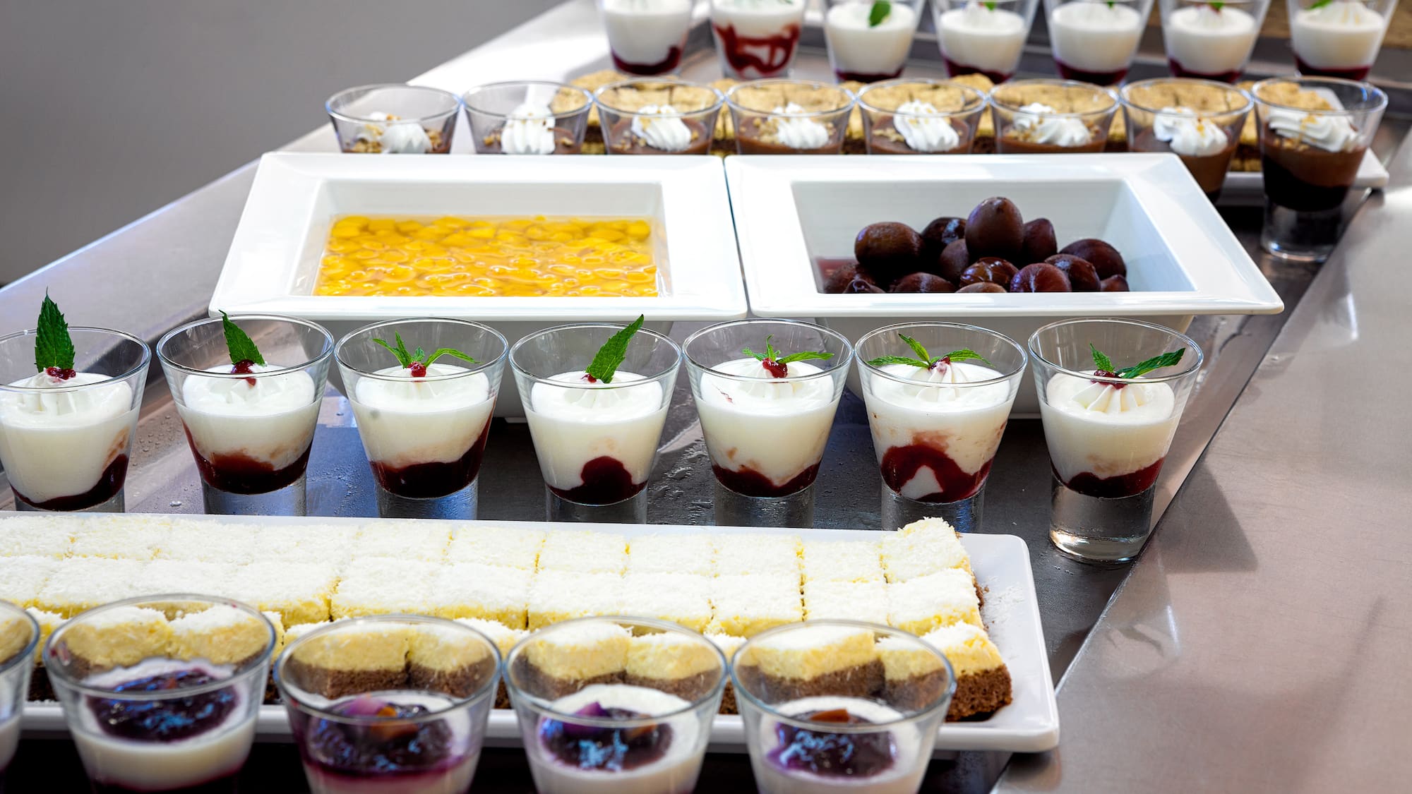 a table full of desserts