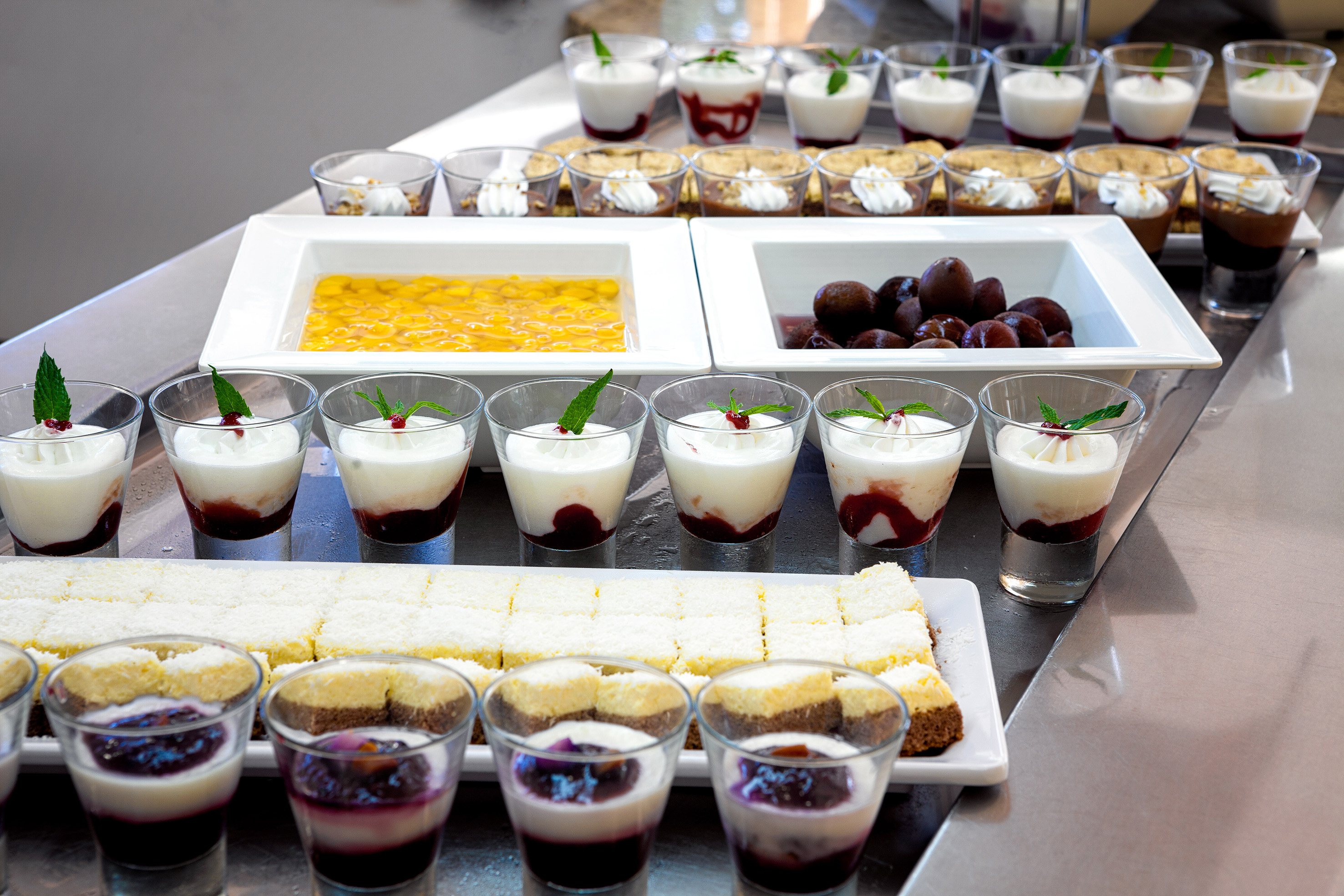 a table full of desserts