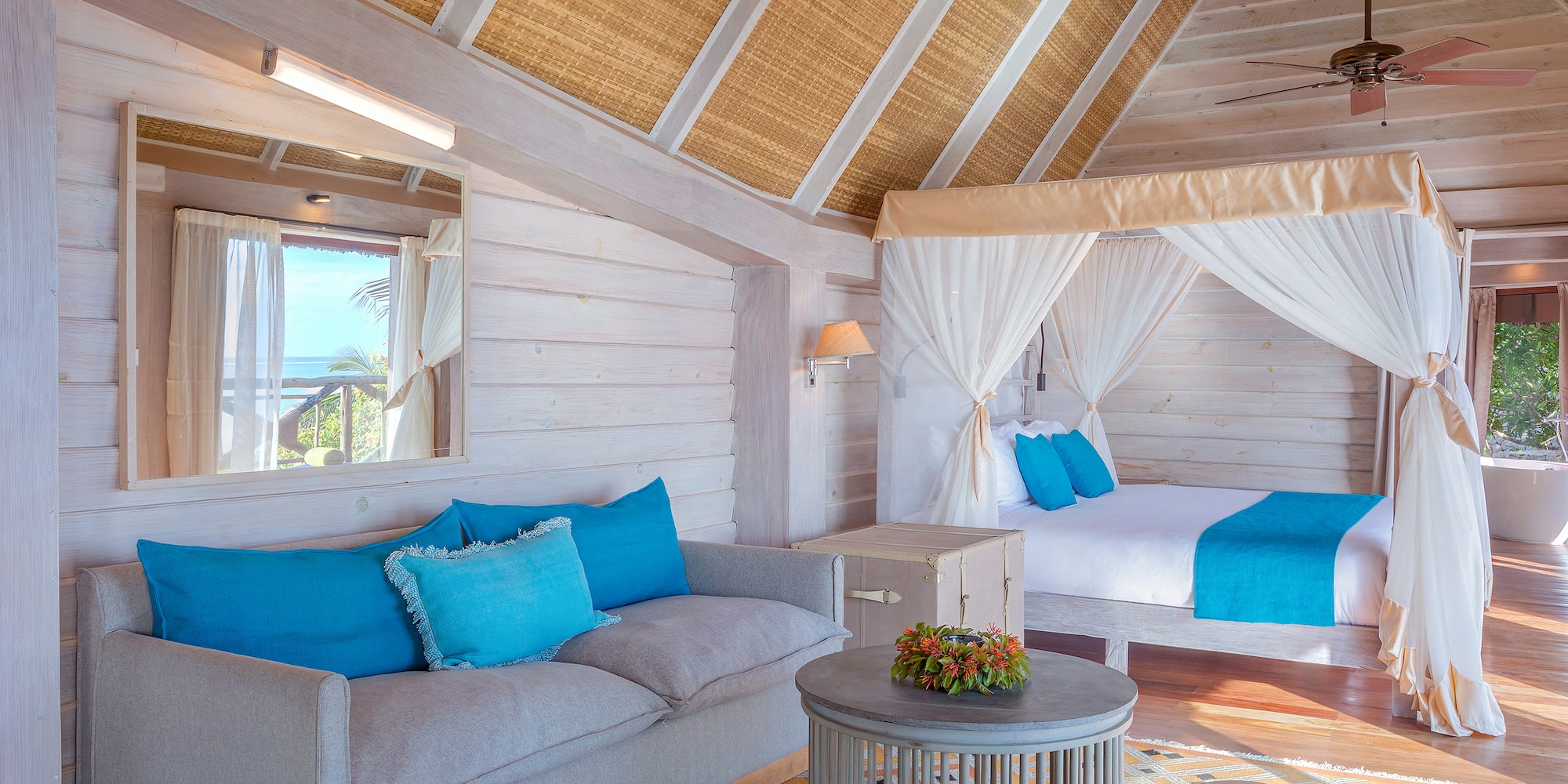 a room with a bed and a couch