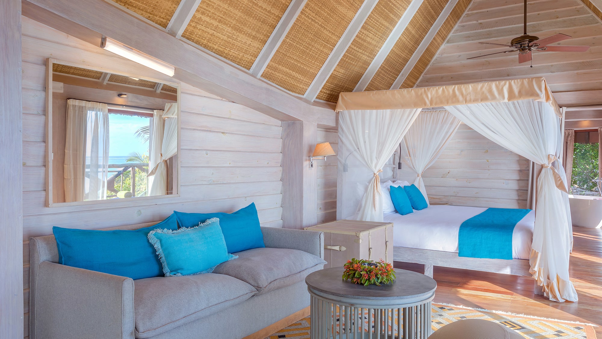 a room with a bed and a couch