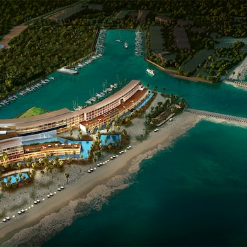 a aerial view of a resort