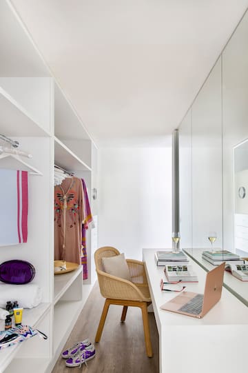 a room with a desk and a chair