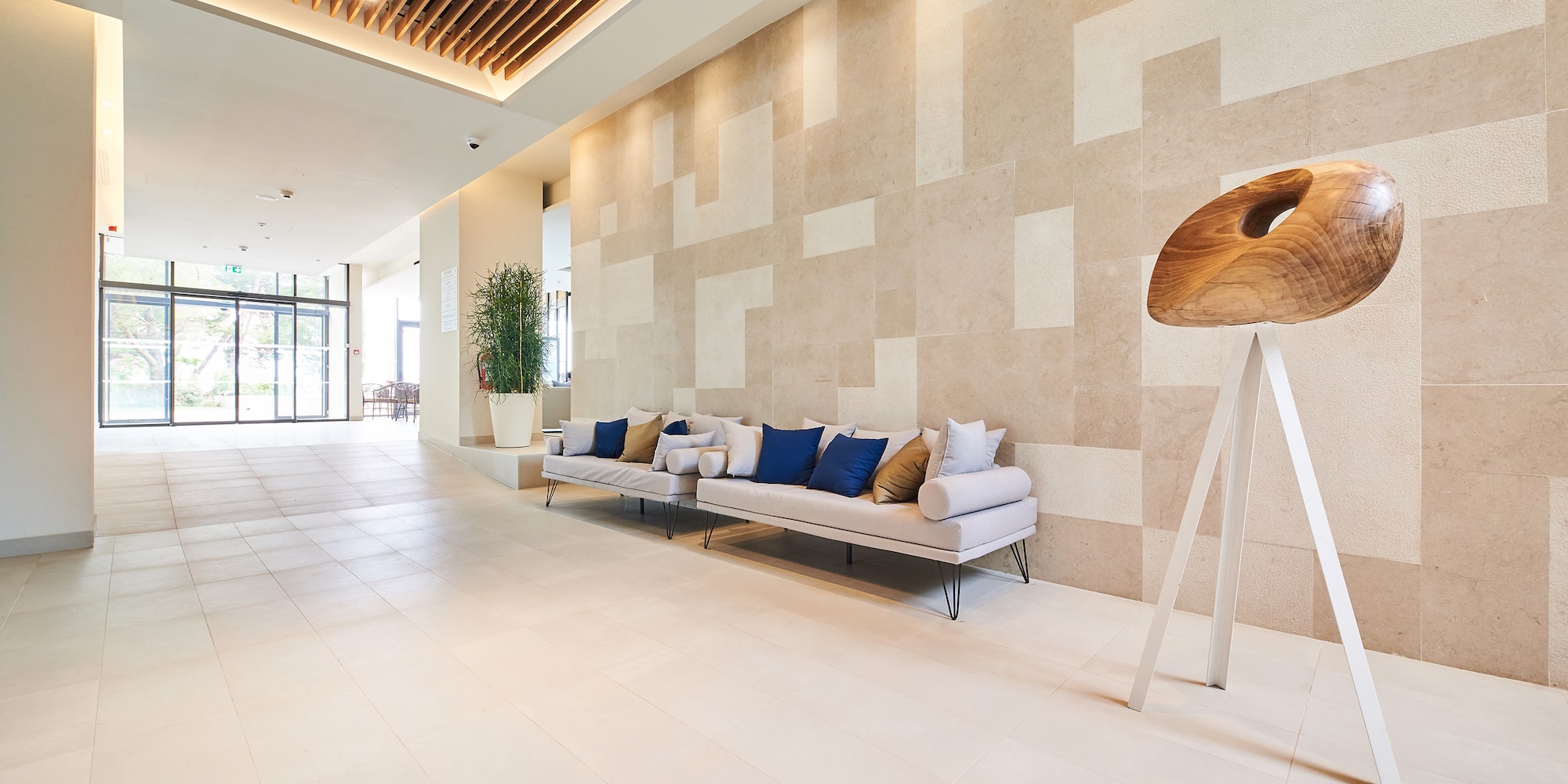 a long couch in a room