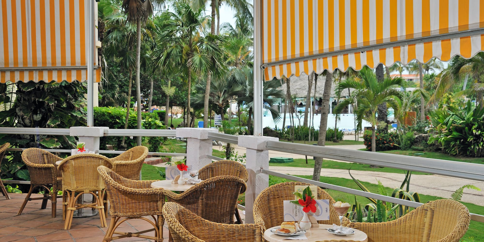 a table and chairs on a patio