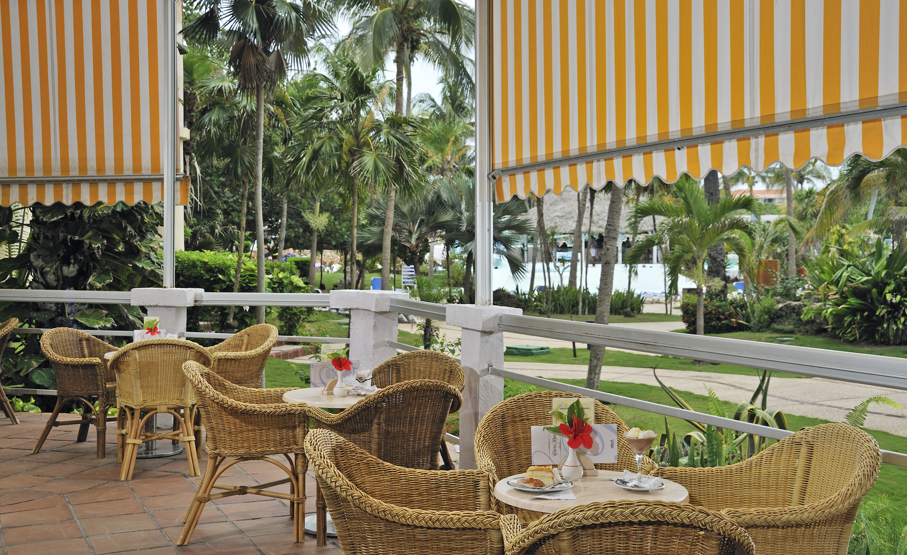 a table and chairs on a patio