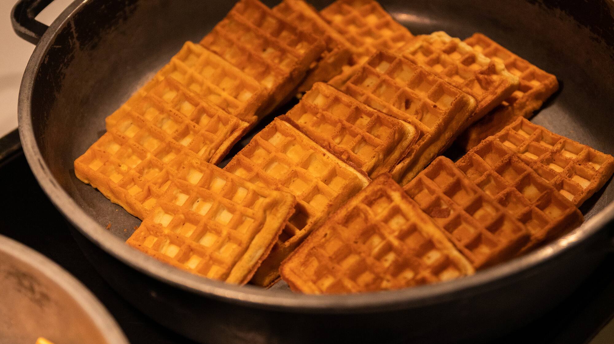 a group of waffles in a pan