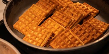 a group of waffles in a pan