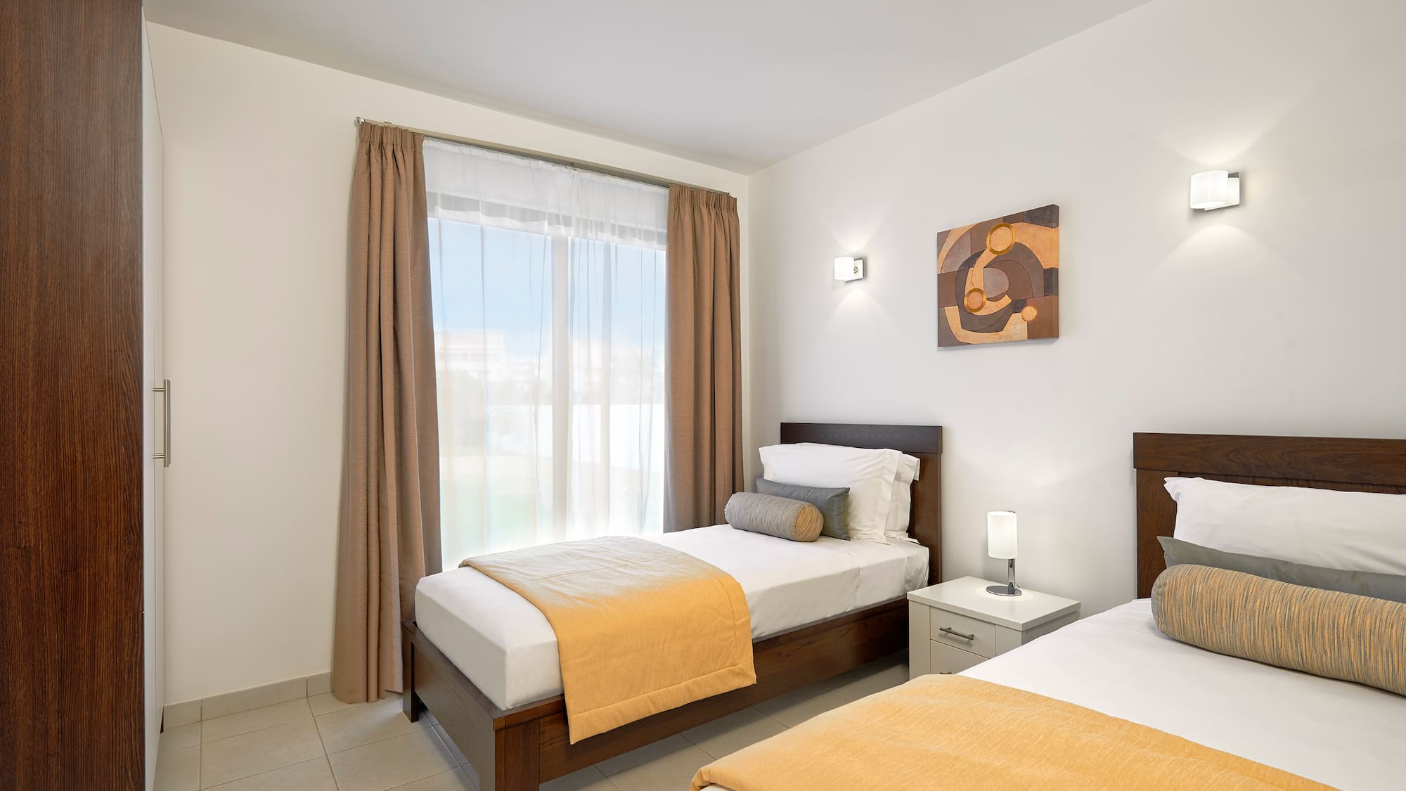 a room with two beds