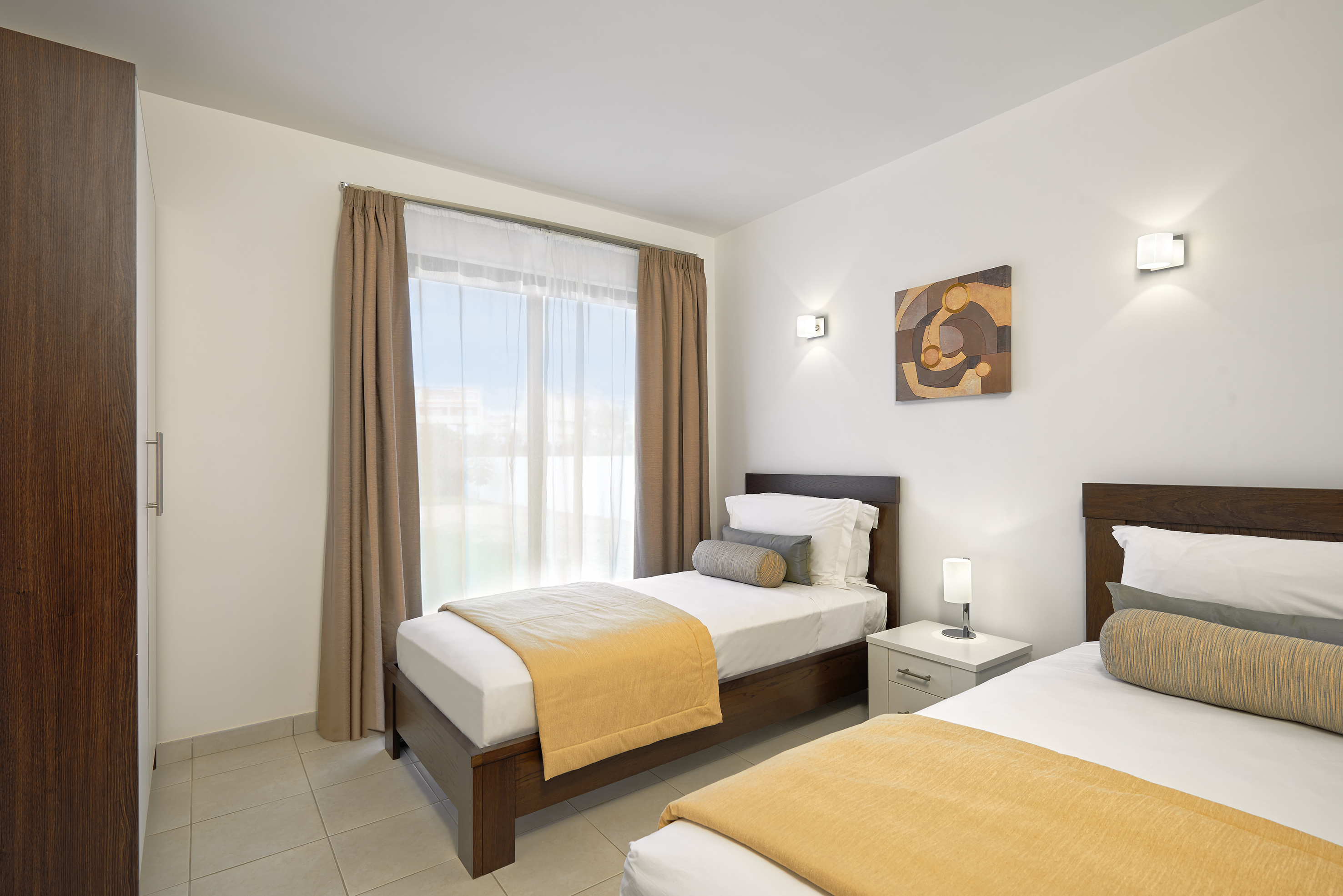 a room with two beds