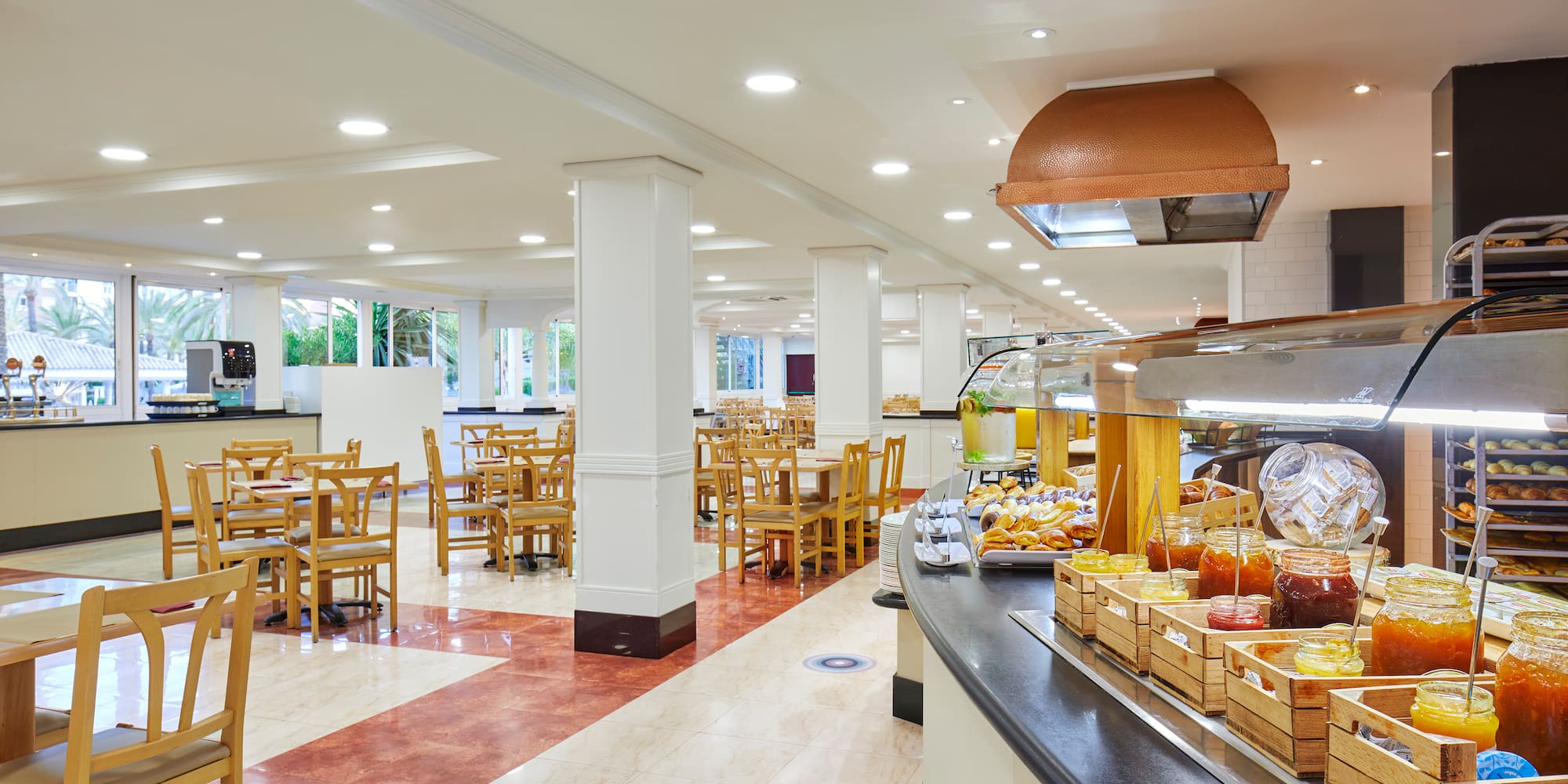 a food buffet in a restaurant