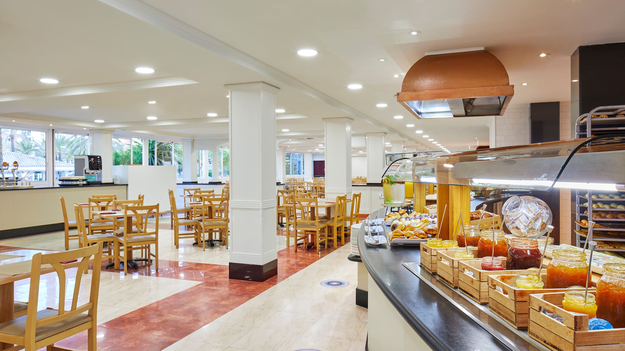a food buffet in a restaurant