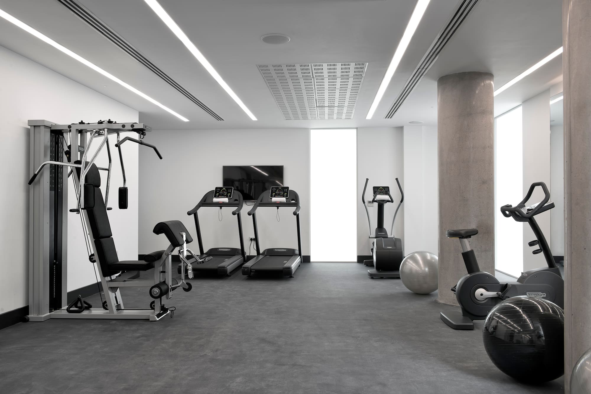 a room with exercise equipment