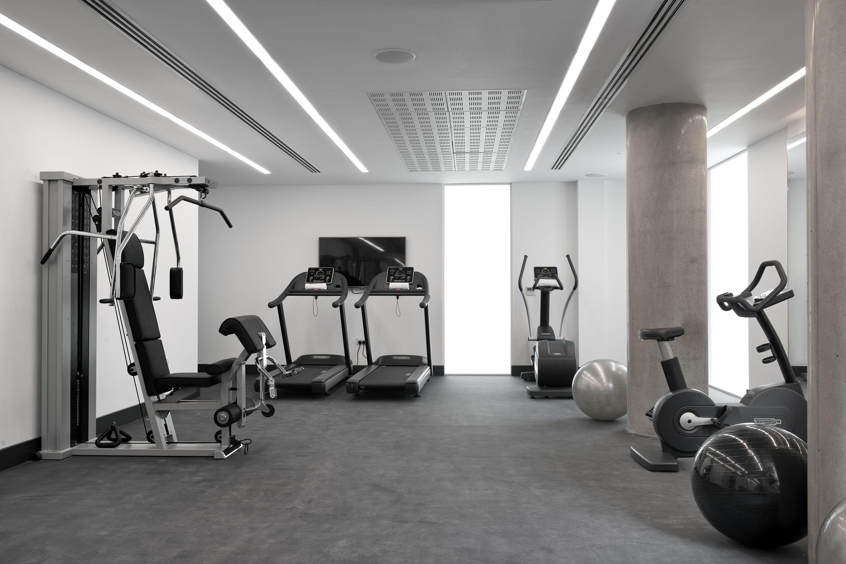 a room with exercise equipment