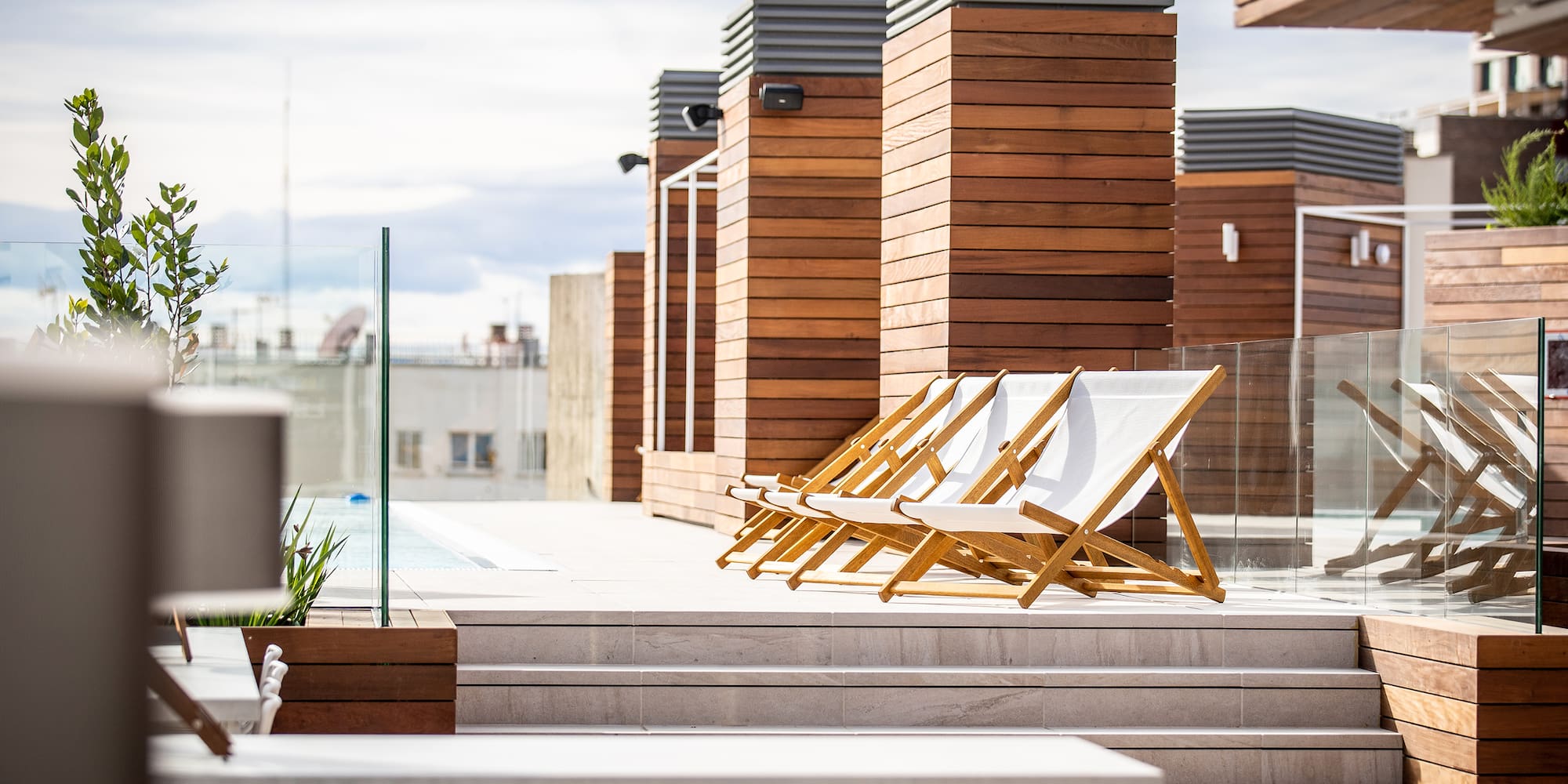 chairs on a rooftop patio