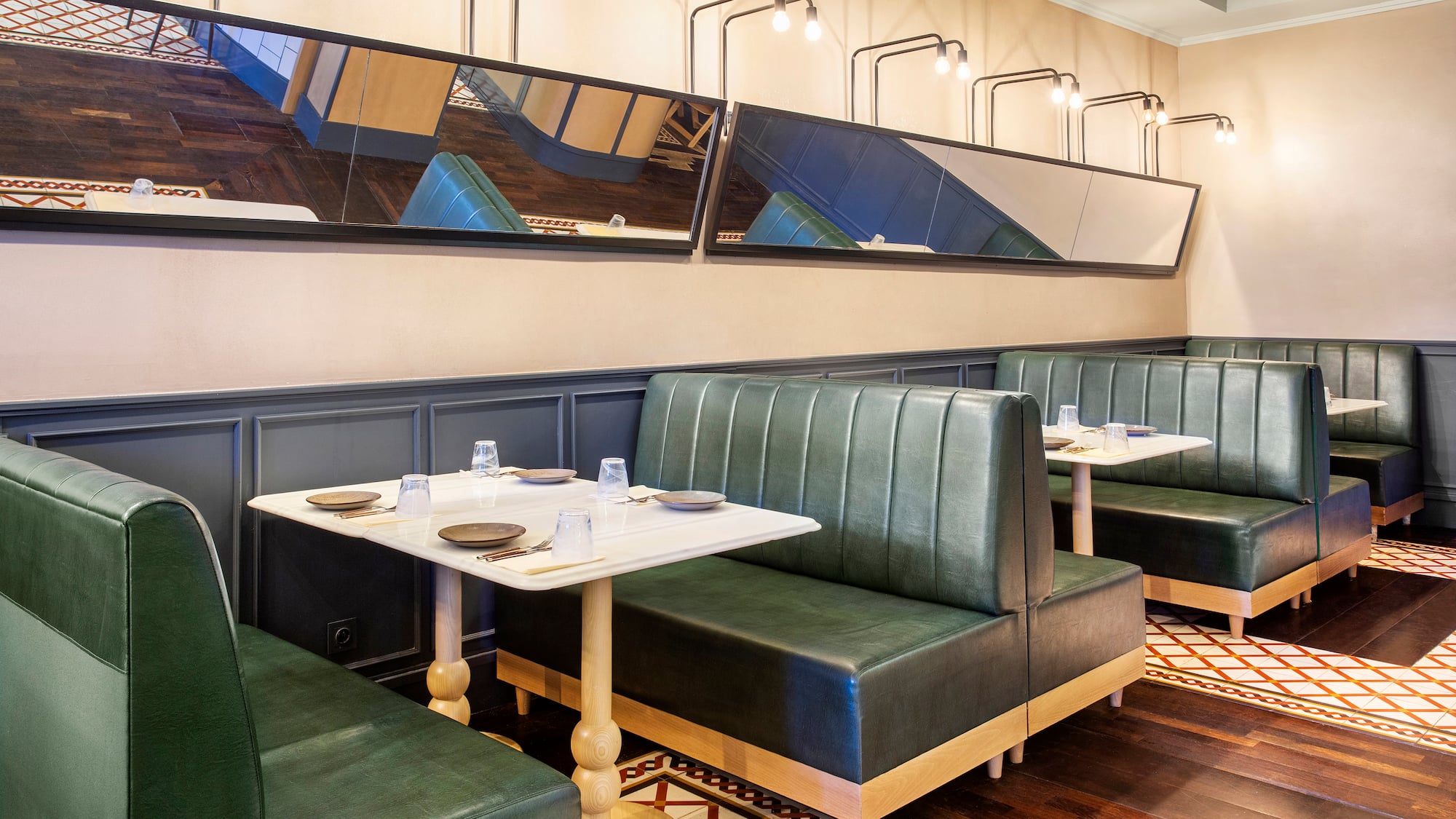 a booth seating in a restaurant