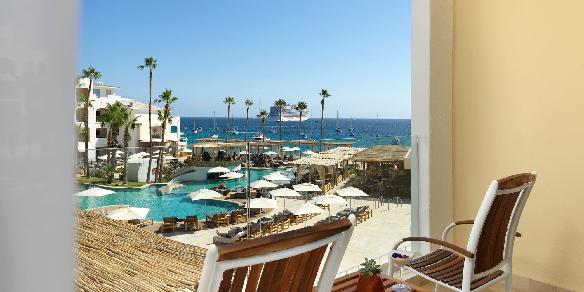 a view of a beach from a balcony