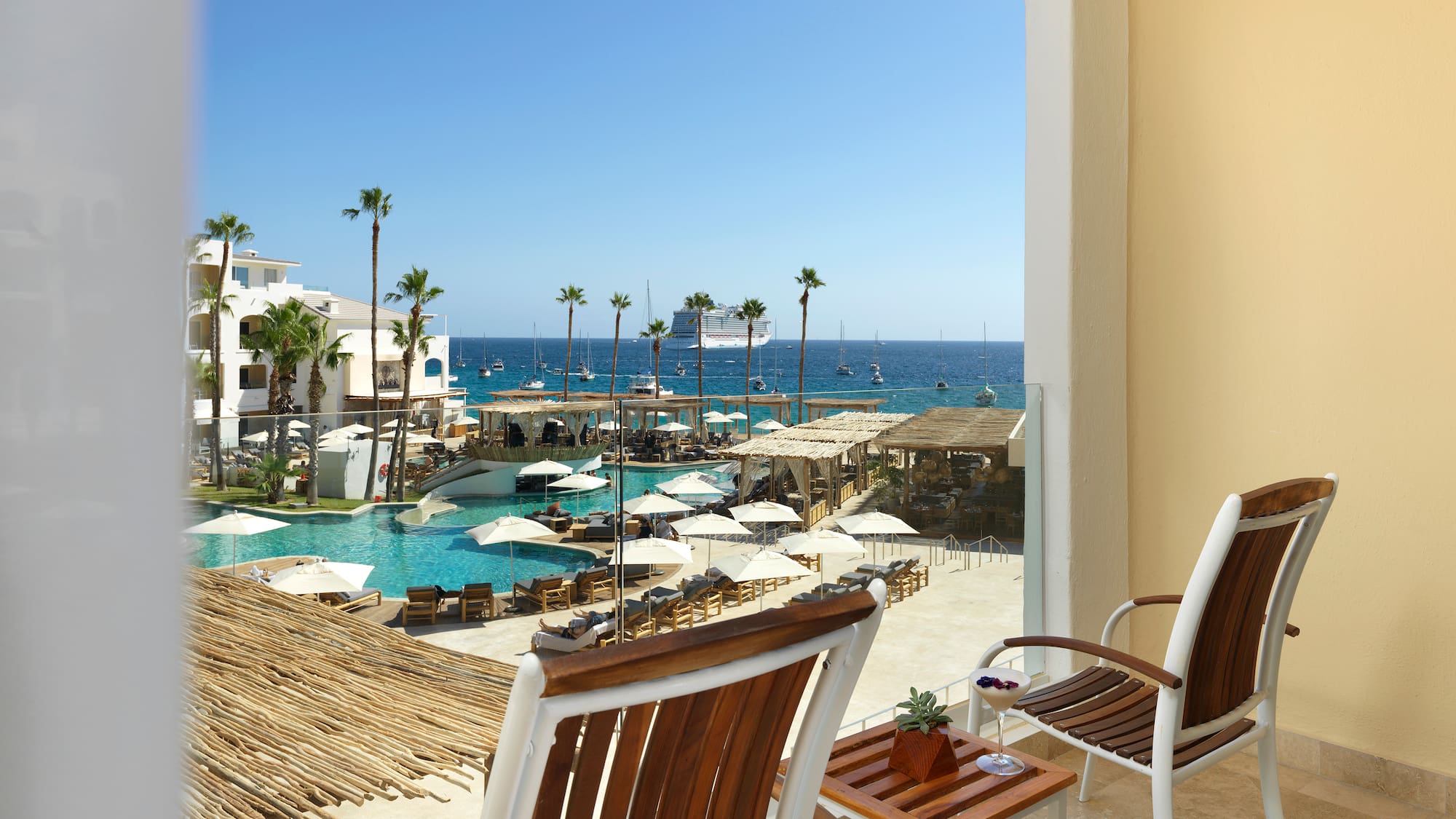 a view of a beach from a balcony