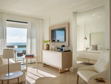 a room with a television and a table