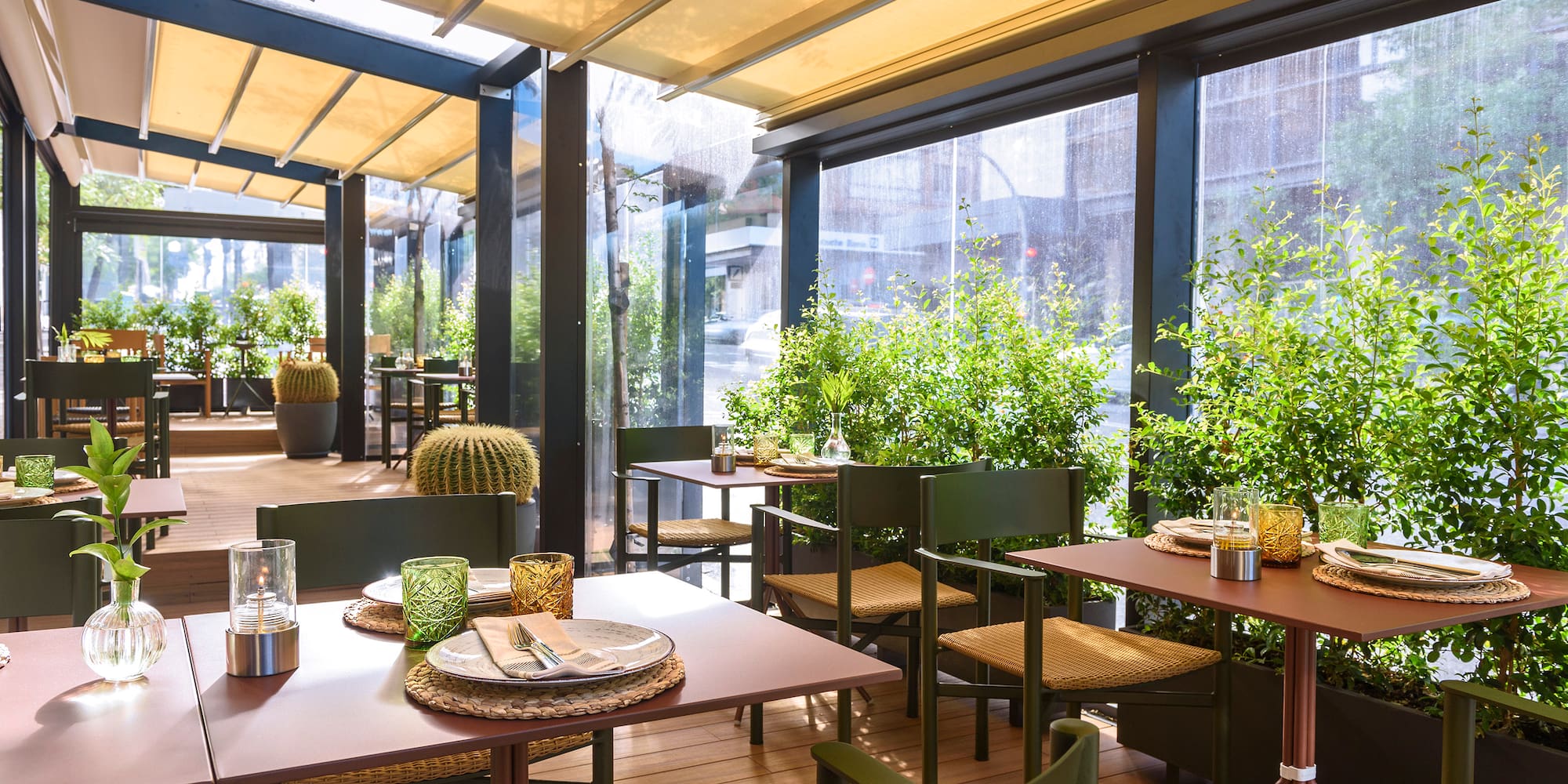 a restaurant with tables and chairs