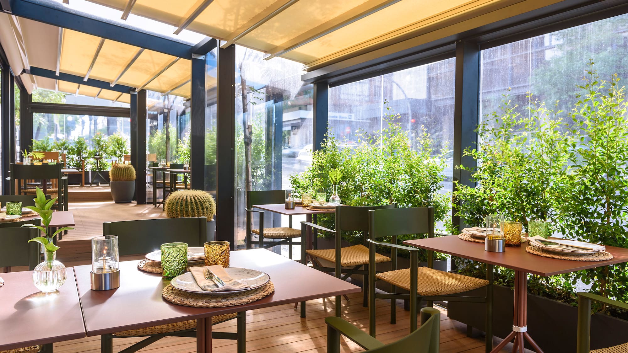 a restaurant with tables and chairs