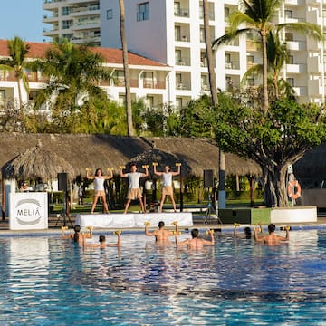 a group of people doing aqua aerobics in a pool
