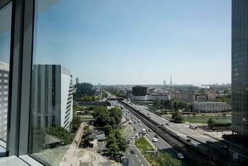 a view of a city from a window