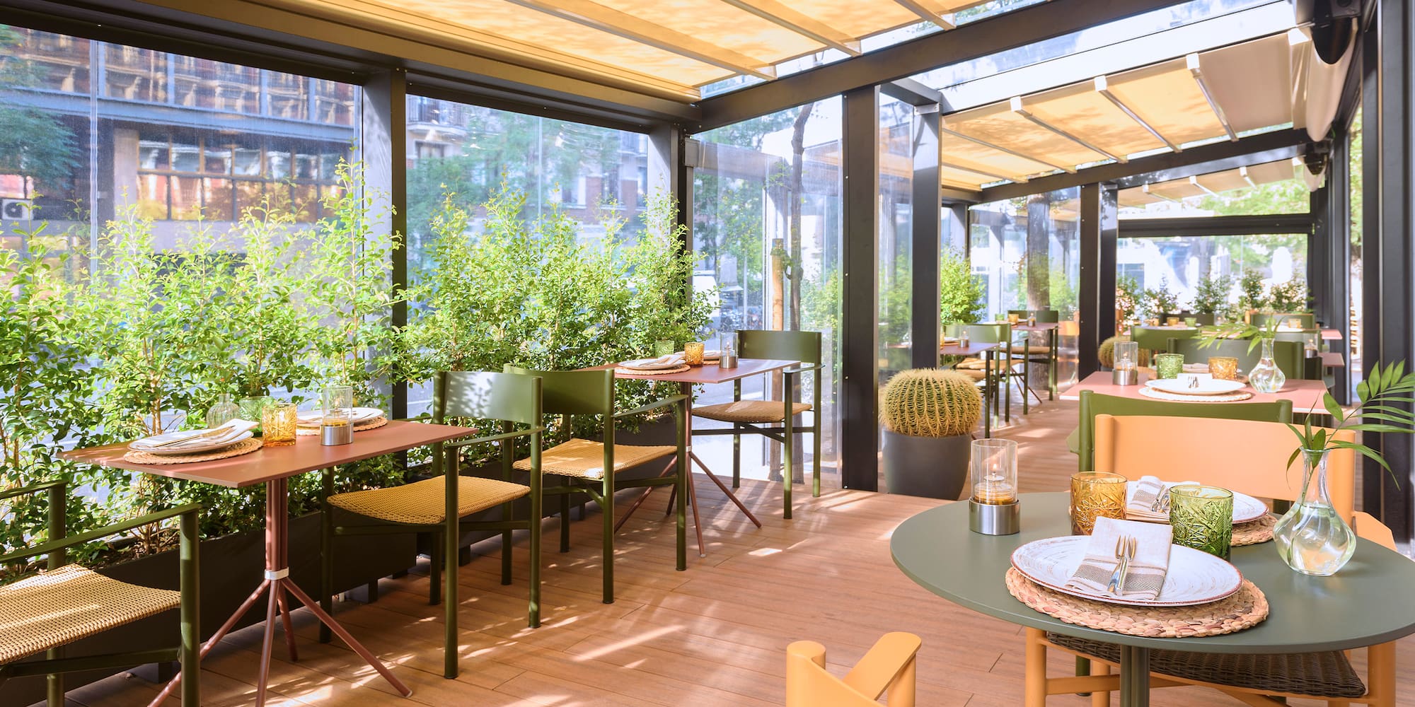 a restaurant with tables and chairs