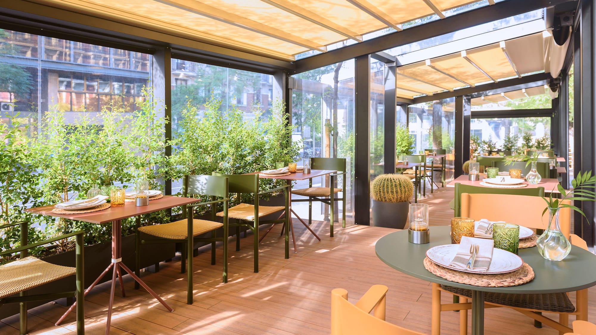 a restaurant with tables and chairs
