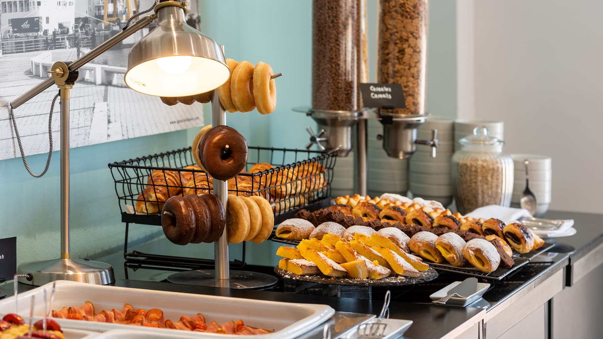 a variety of donuts on a counter