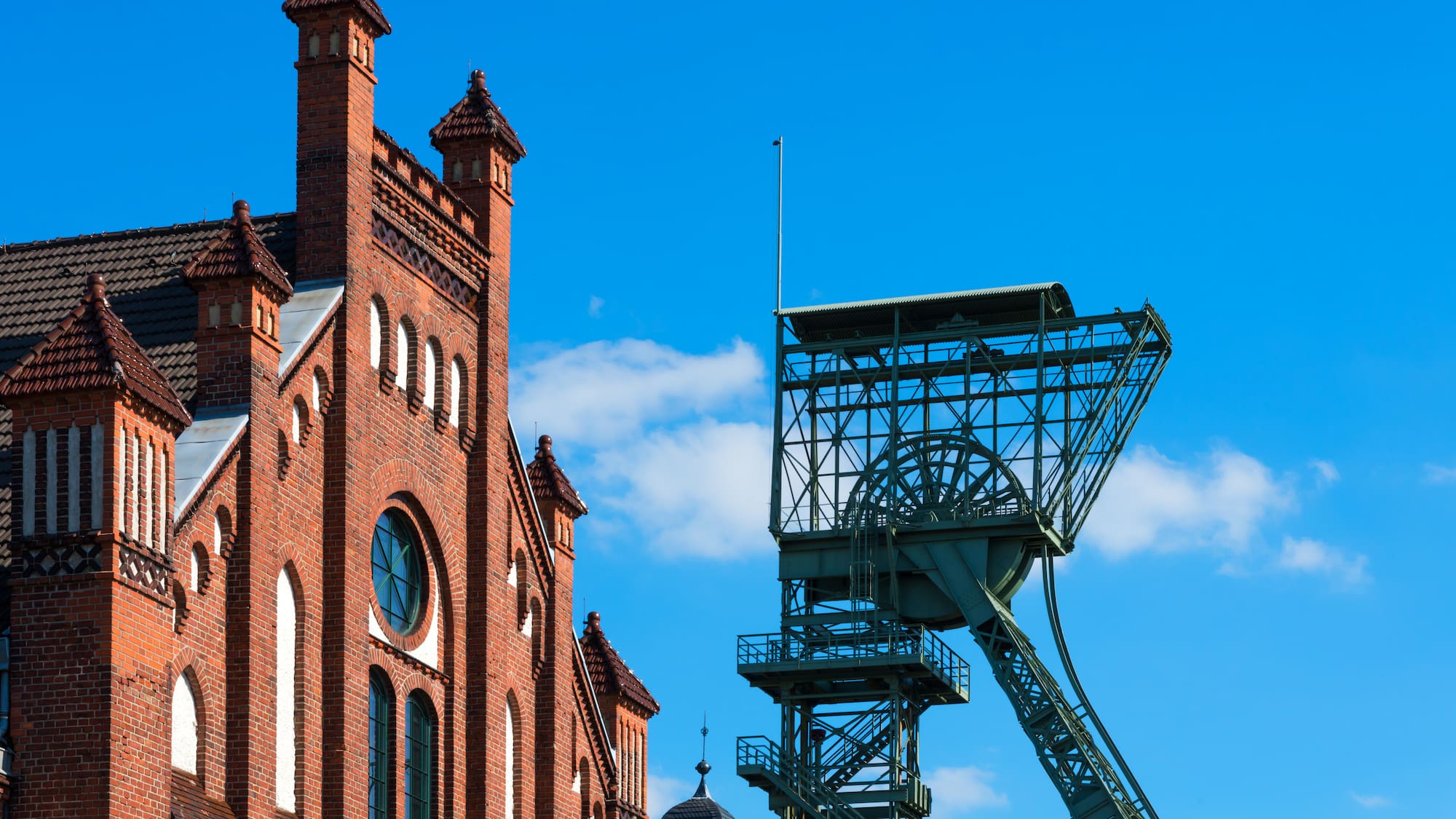 a brick building with a tower