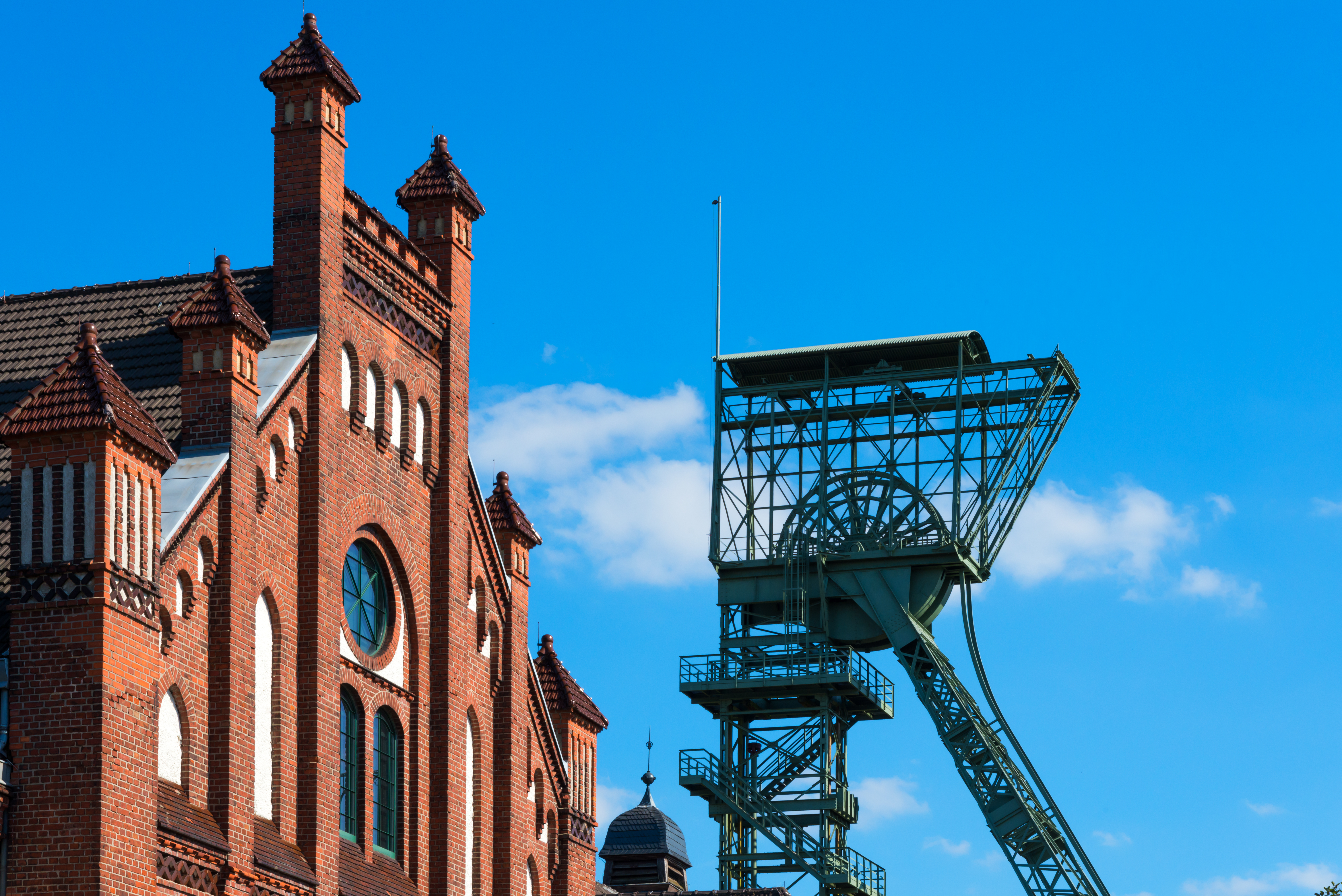 a brick building with a tower