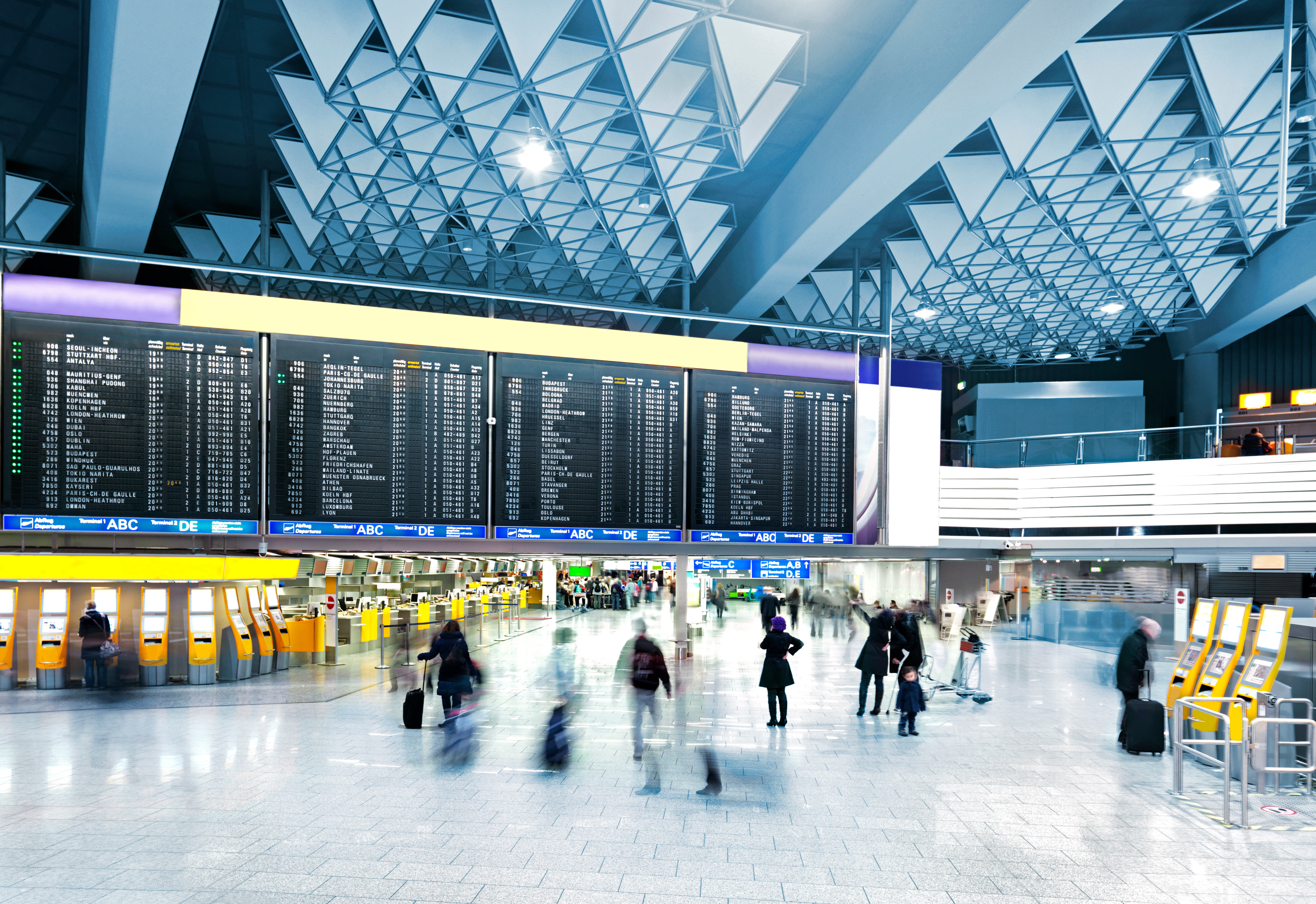 a group of people in a terminal