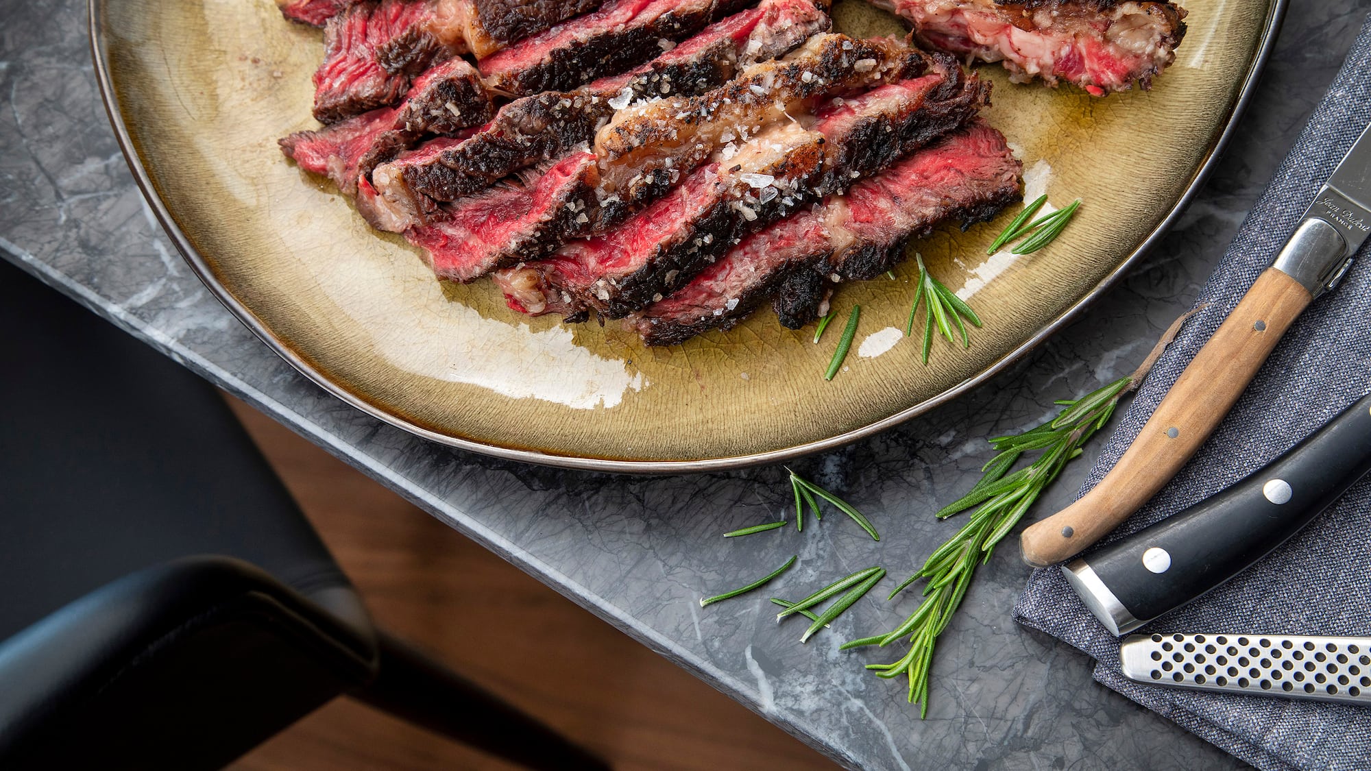 a plate of sliced meat